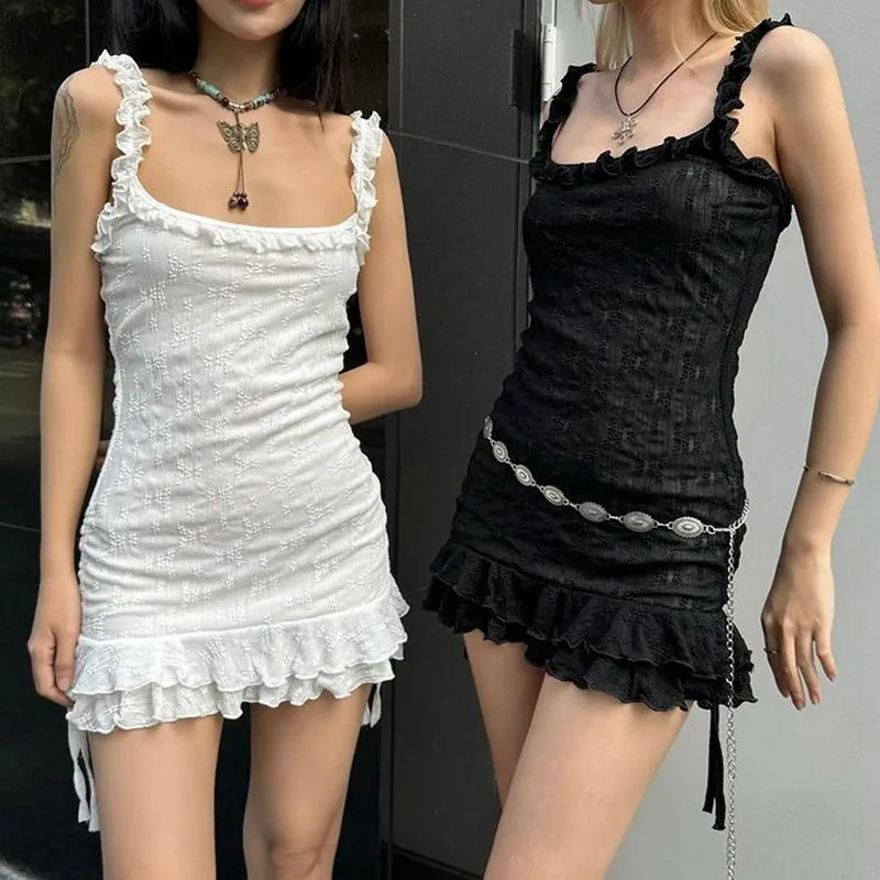 Fashionable Temperament Stacked Square Collar Agaric Edge Suspender Skirt Slim Waist Pure Desire Spicy Girl Hip Dress - Image 5