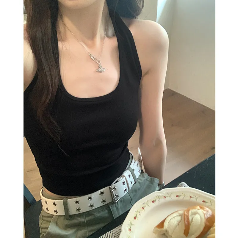 Sexy Neck Suspenders Vest Girls Summer New Korean Version Of Simple Slim Spicy Girls Wear Short Bottomed Tops - Image 6