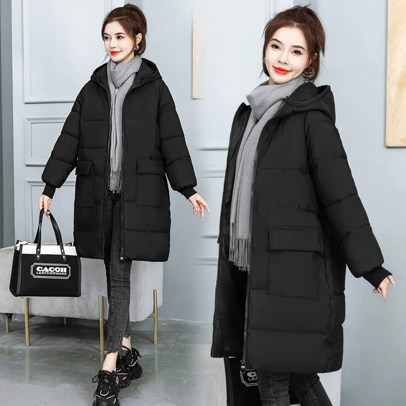 Fat Large Size Cotton-Padded Jacket Female 200 Fat Mm Loose Pregnant Women In The Long Down Cotton-Padded Jacket 300 Jin Coat Tide - Image 3
