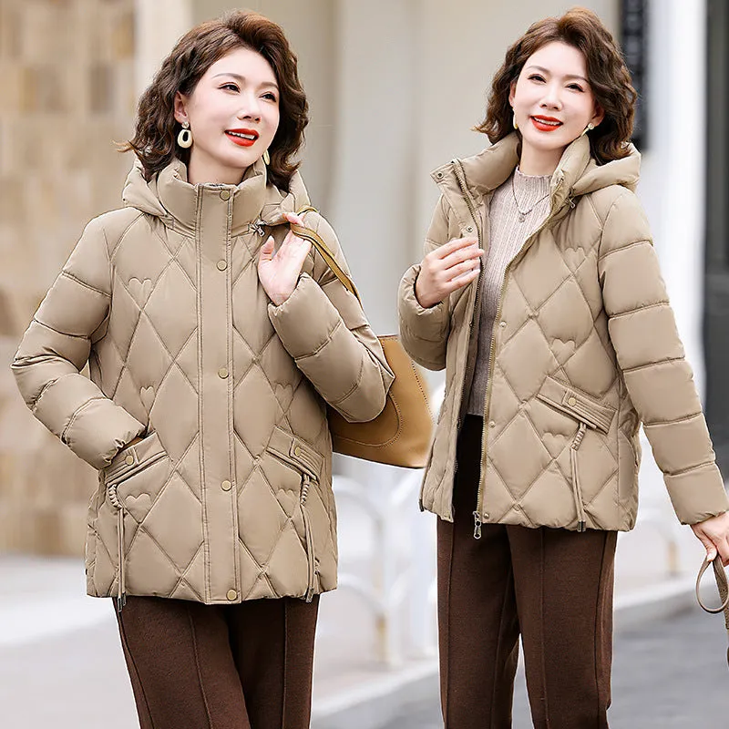 Down Cotton Padded Jacket Women's Warm Cotton Padded Jacket 2024 New Fashion Solid Color Can Take Off The Hat Short Jacket - Image 3