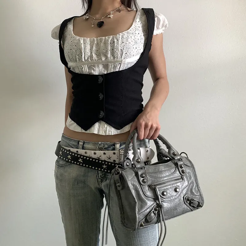 2024 New Independent Station Street Fashion Solid Color Tight Slimming To Show Thin Cool Vest - Image 4