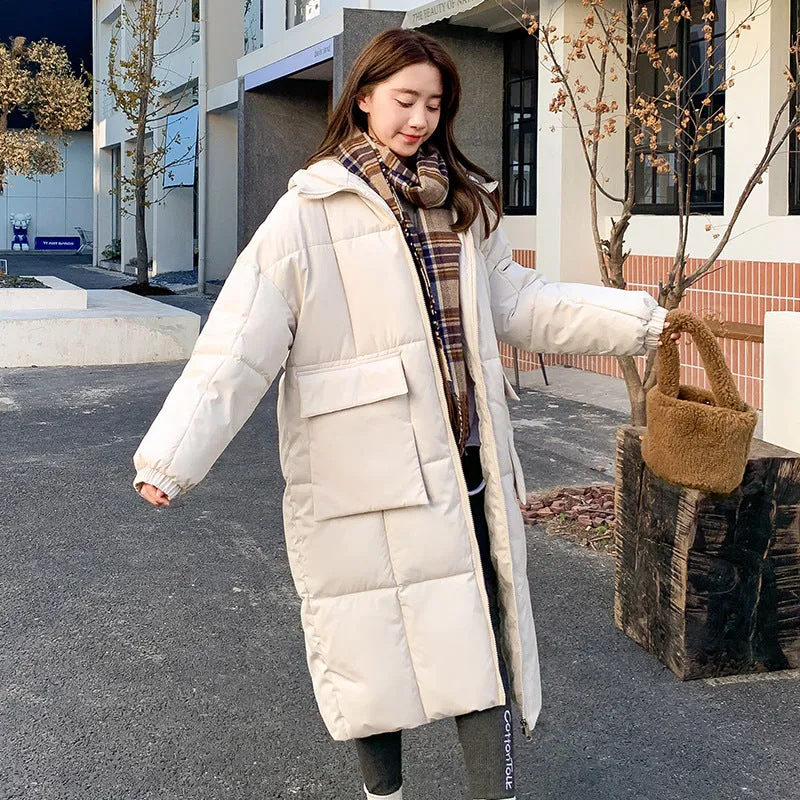 Fufu Yellow Down Cotton Coat Female Medium Long Winter 2024 New Loose Coat Thick Cotton-Padded Coat - Image 3