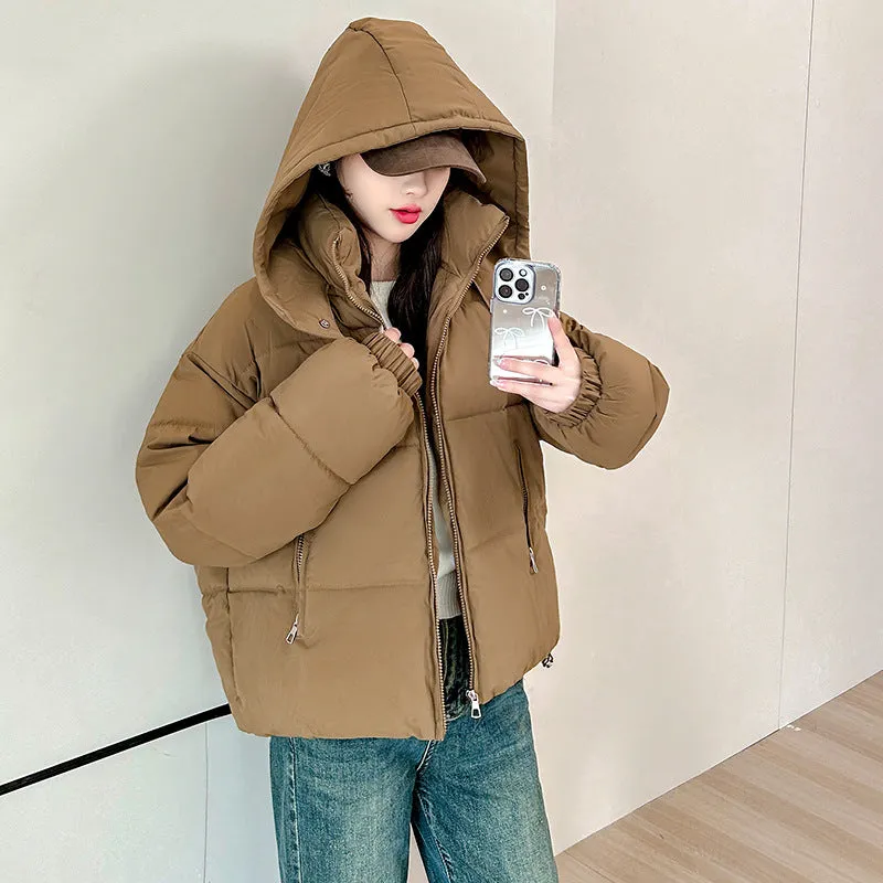 Winter Korean Version Of Cotton Padded Clothes Women Short Hooded Small Padded Clothes Padded Jacket Fashion Loose And Thick Bread Clothes - Image 4