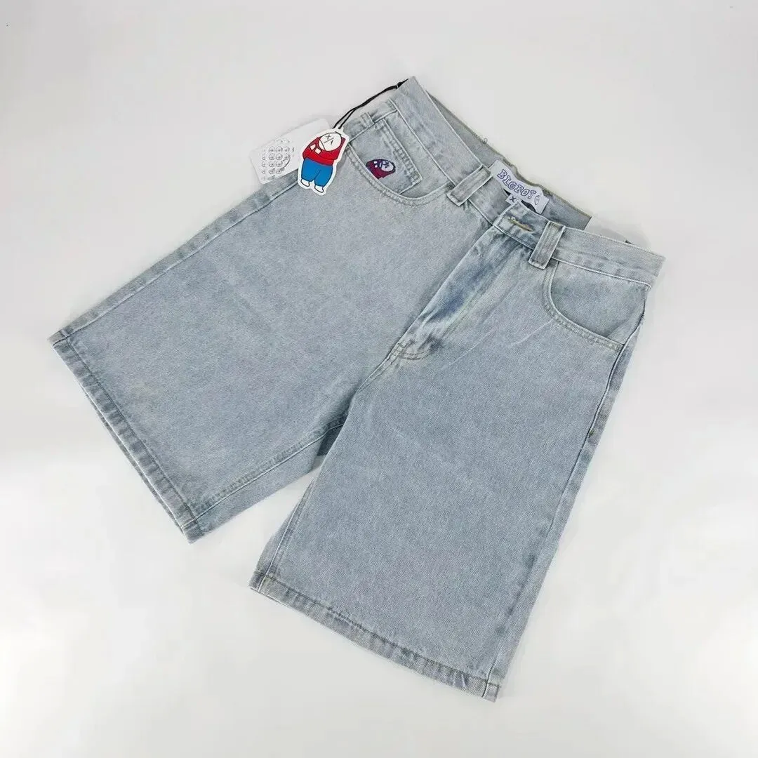 Znbbw Y2K Vintage Denim Shorts Men's Harajuku Punk High-Waisted Denim Shorts - Image 6