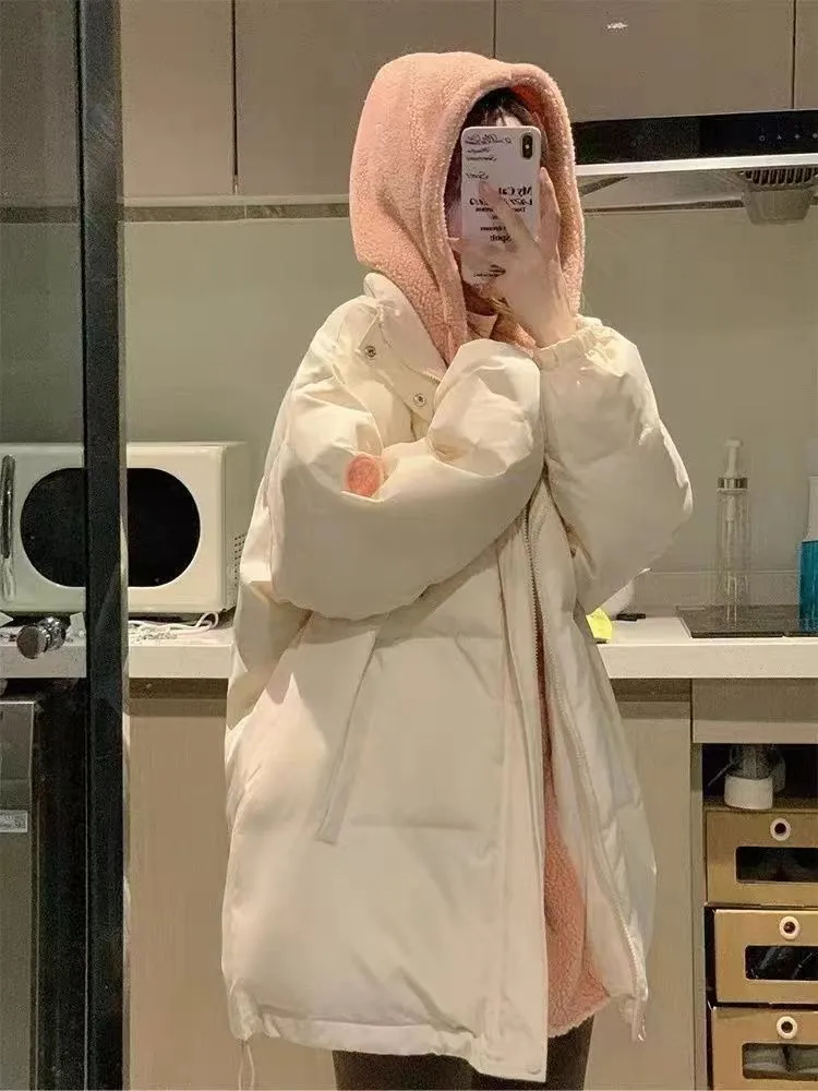 Cotton-Padded Jacket Women Winter Thick Padded Clothes Oversize Tide Winter Clothes 2024 New Students Fake Two Cotton-Padded Jacket - Image 5