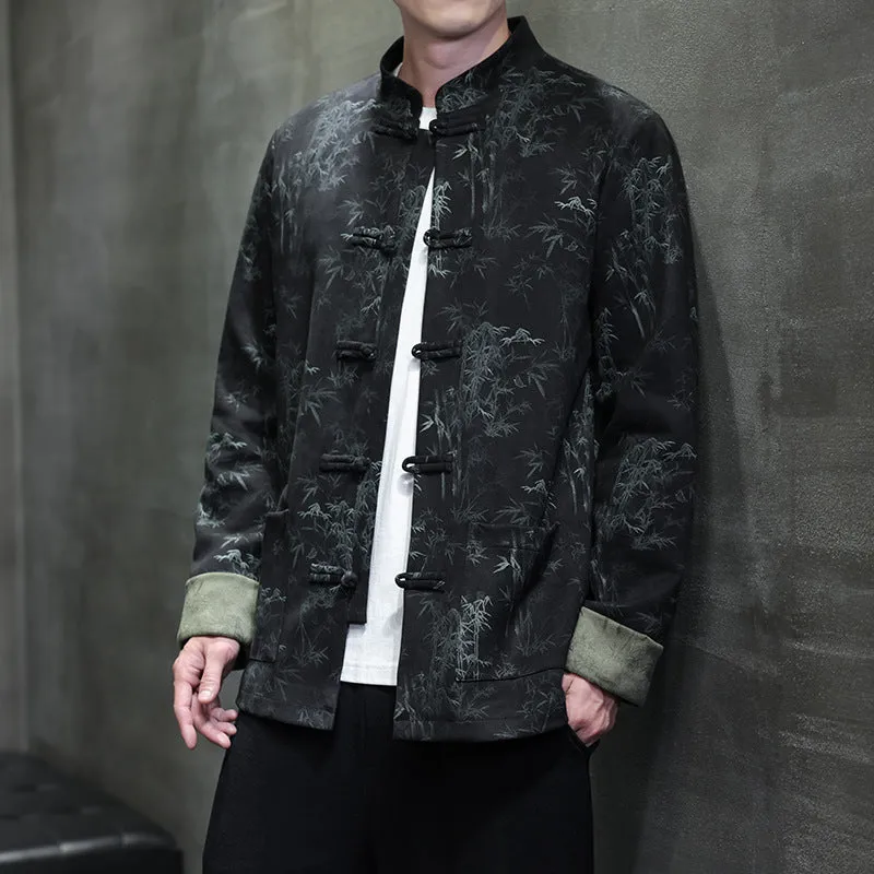 Spring And Autumn Chinese Style Men's Deer Skin Velvet Trend Retro Chinese Casual All-Match Tang Hanfu Jacket Jacket - Image 3