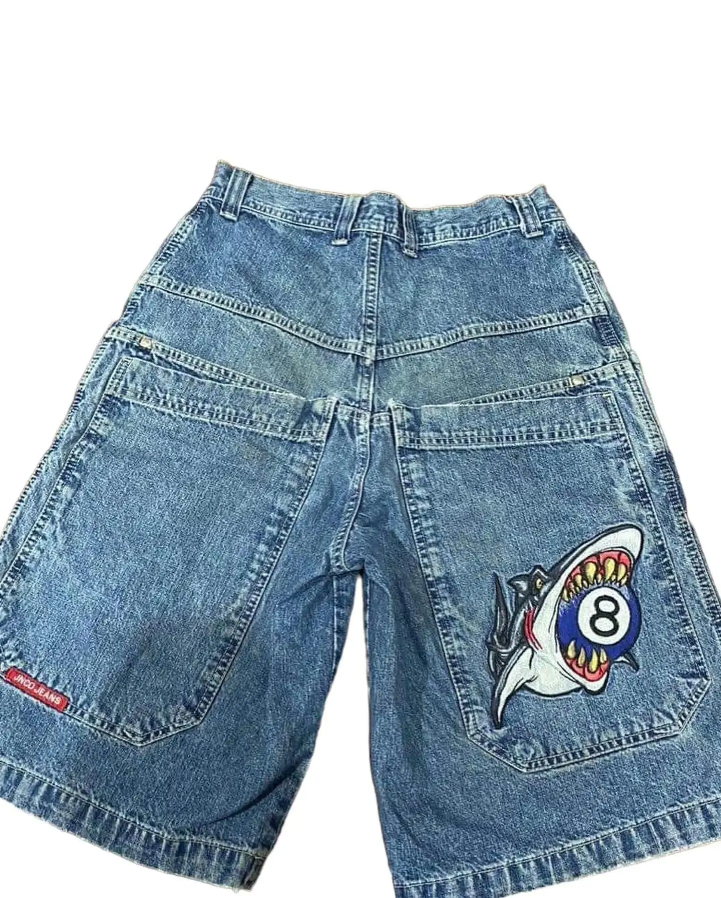 Znbbw Y2K Vintage Denim Shorts Men's Harajuku Punk High-Waisted Denim Shorts - Image 3