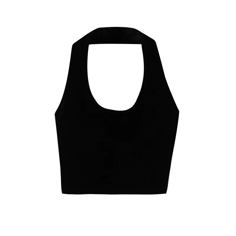 Sexy Neck Suspenders Vest Girls Summer New Korean Version Of Simple Slim Spicy Girls Wear Short Bottomed Tops - Image 3