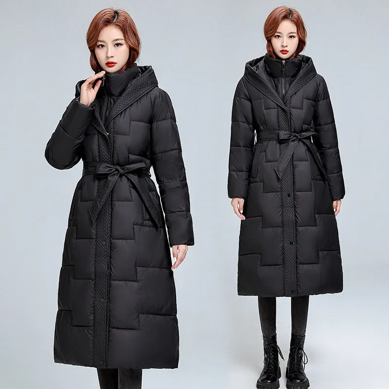 Size 2024 Winter Women Thickened Over The Knee Long Cotton-Padded Clothes Female Waist Slim Show Thin Senior Sense Coat - Image 3