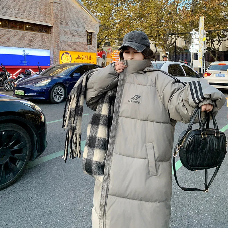 Long Down Cotton-Padded Clothes Women Winter New Knee Students Loose Large Size Plus Thick Cotton-Padded Jacket Coat Bread Clothes - Image 4