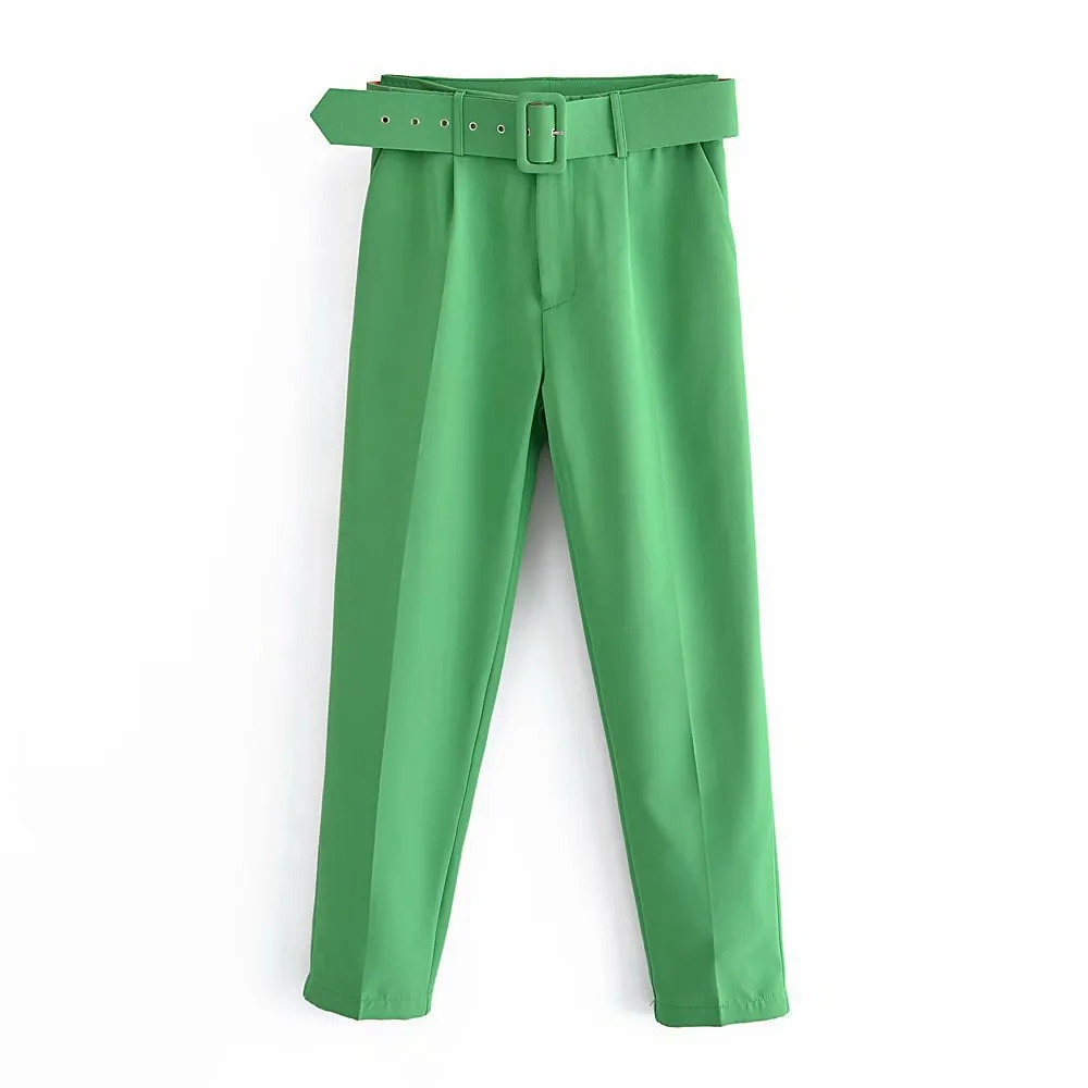 Znbbw 2024 New Pleated Multi-Color Harlan Pants Leisure Solid-Color Women's Pants Belt - Image 6