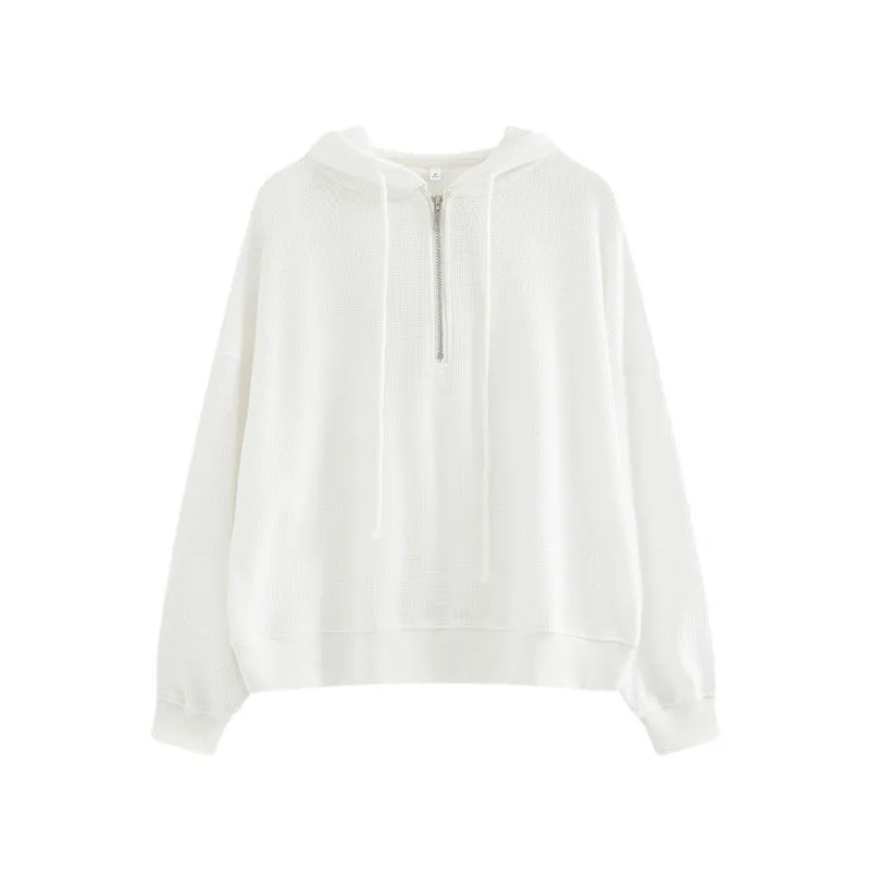 Short Style Waffle Hooded Sweater 2025 Early Spring New Style Loose Design Niche Jacket Women's Spring And Autumn - Image 6