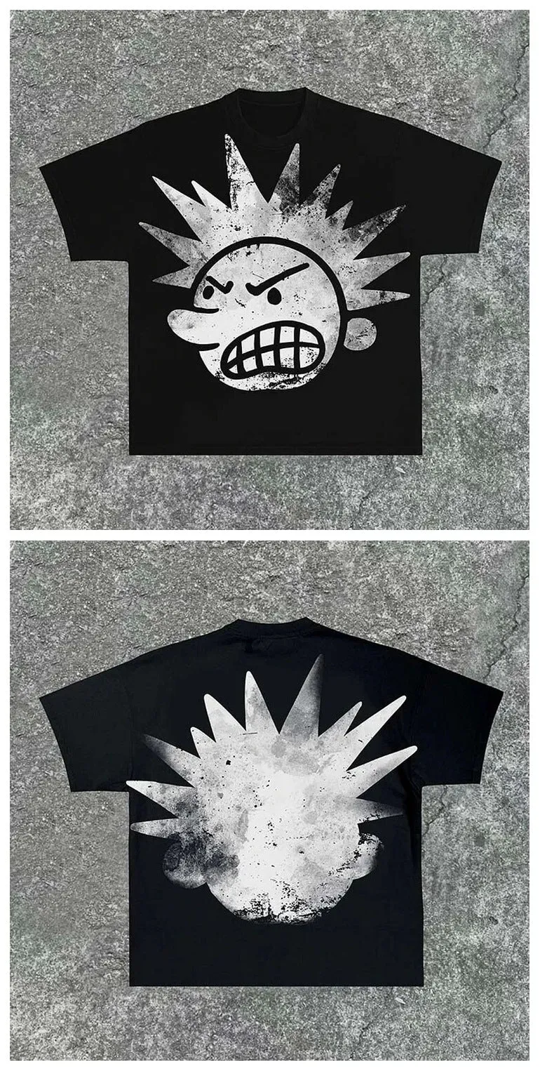 Znbbw Wear Y2K Clothing T-Shirt Men's And Women's Hip-Hop Cartoon Printed T-Shirt Gothic Super Cotton Short Sleeves - Image 7