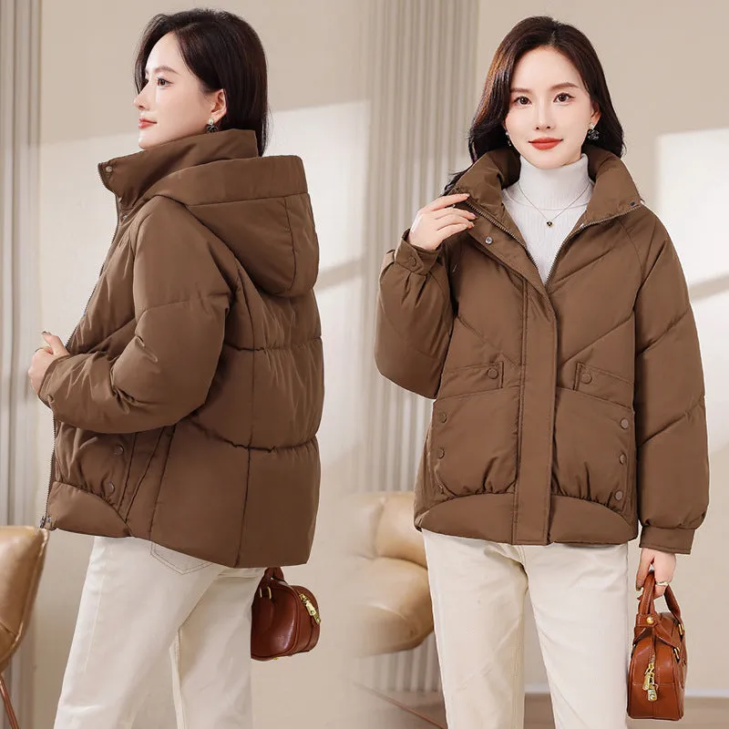 Size 300 Catties Fat MM Cotton Clothes Female Short Style 2024 New Korean Version Loose Cotton-Padded Jacket Fashion Hooded Cotton-Padded Jacket