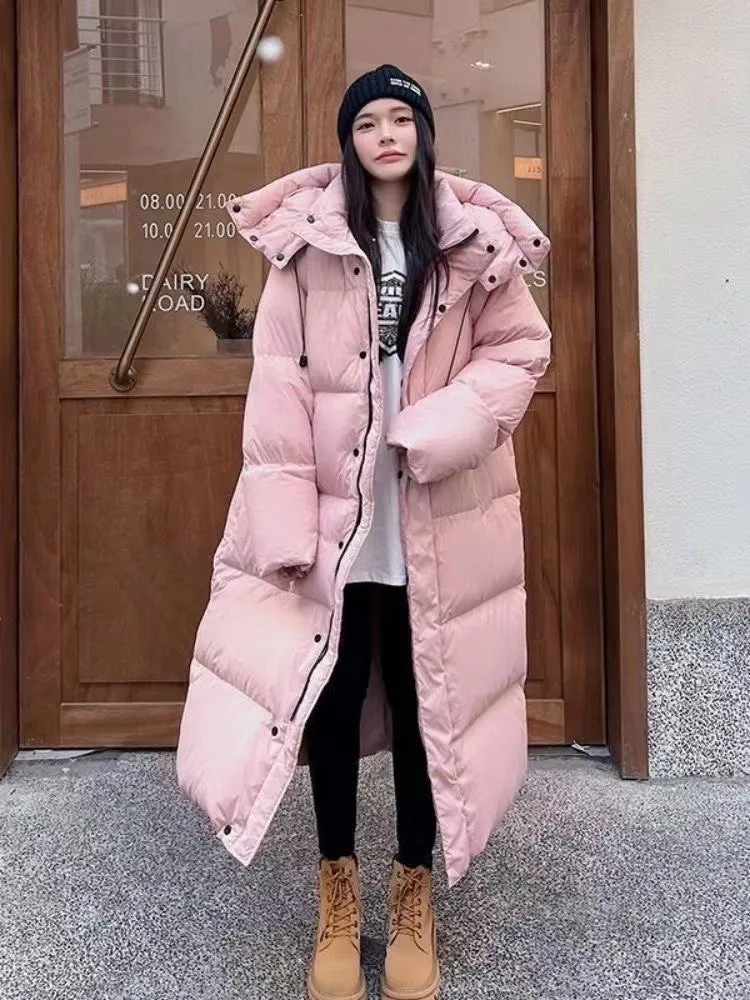 Winter New Korean Version Of The Long Over-Knee Cotton-Padded Coat Female Loose Hooded Large Size Down Cotton-Padded Coat Thick Coat - Image 3