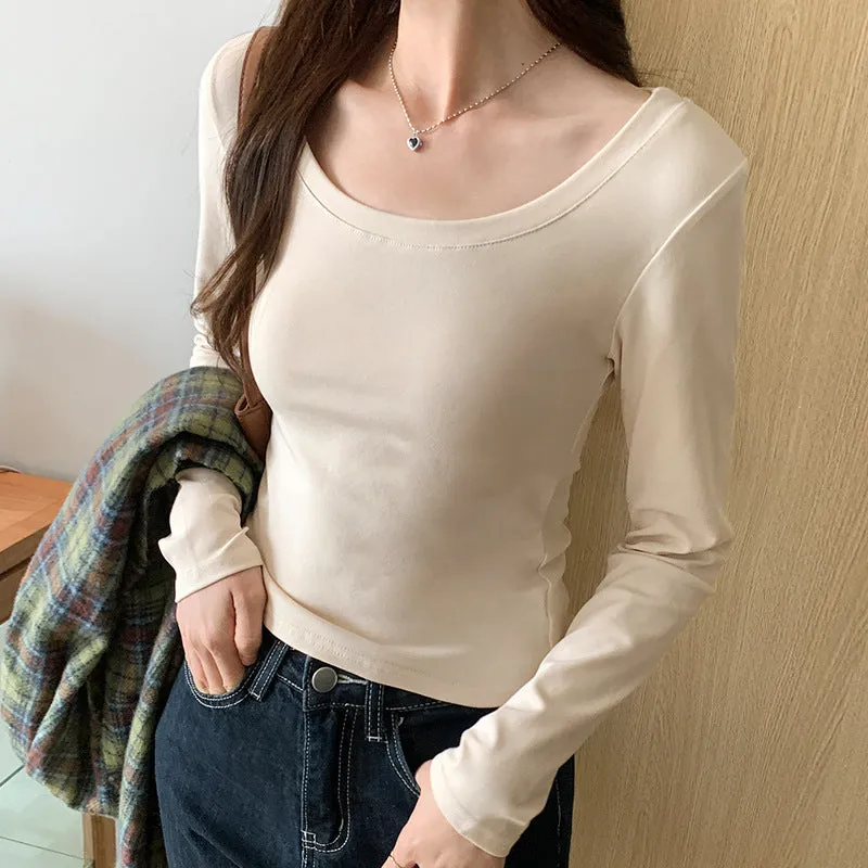 Znbbw And Slim In Early Autumn, Small Gray T-Shirt Women's New Gentle Underwear Long-Sleeved Blouse - Image 8