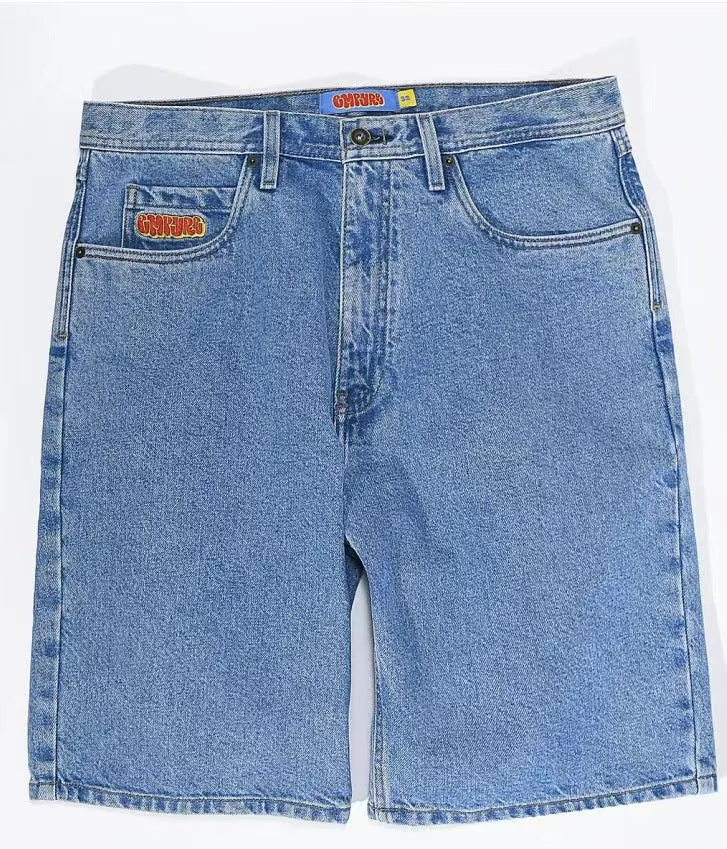 Znbbw Skateboard Denim Shorts Washed Denim Shorts Summer Loose Retro Trend Brand Casual Denim Shorts