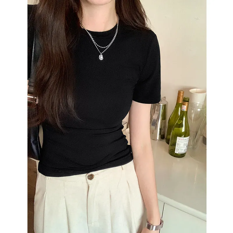 Vintage Round-Necked Short-Sleeved T-Shirt A New Summer Spicy Girl Looks Thin, Casual And Beautiful T-Shirt. - Image 2
