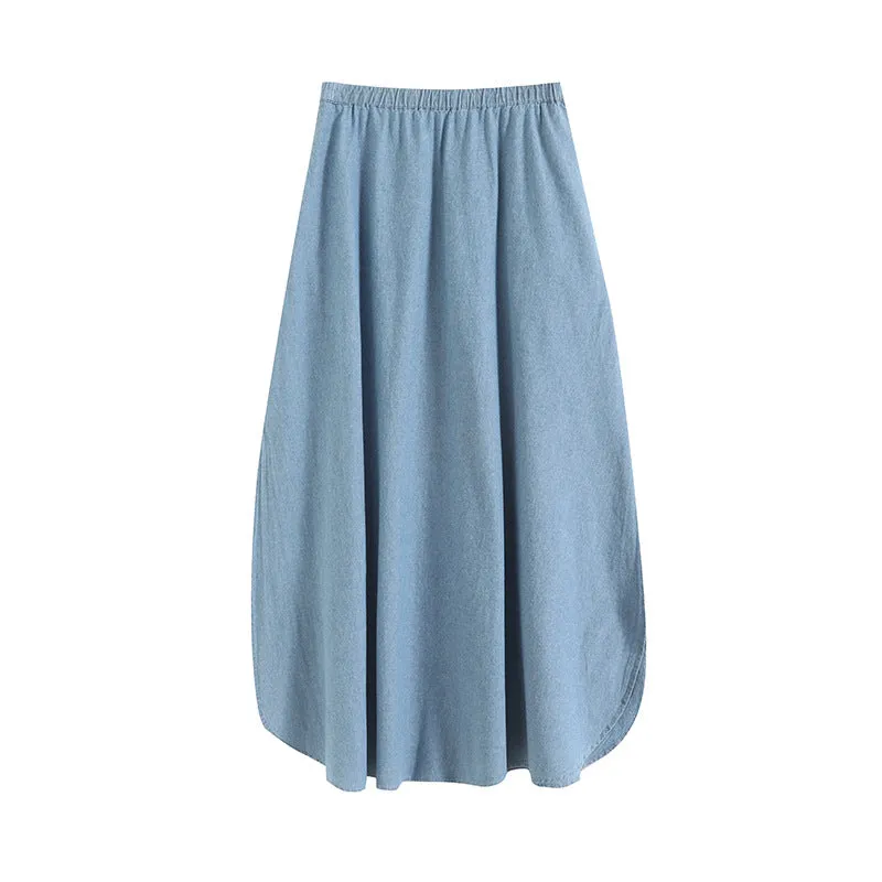 Znbbw New French Short Version V-Collar Shirt A-Shaped Skirt Pull-Rope Straight Jeans