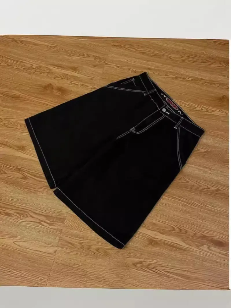 Znbbw Y2K Vintage Denim Shorts Men's Harajuku Punk High-Waisted Denim Shorts - Image 10