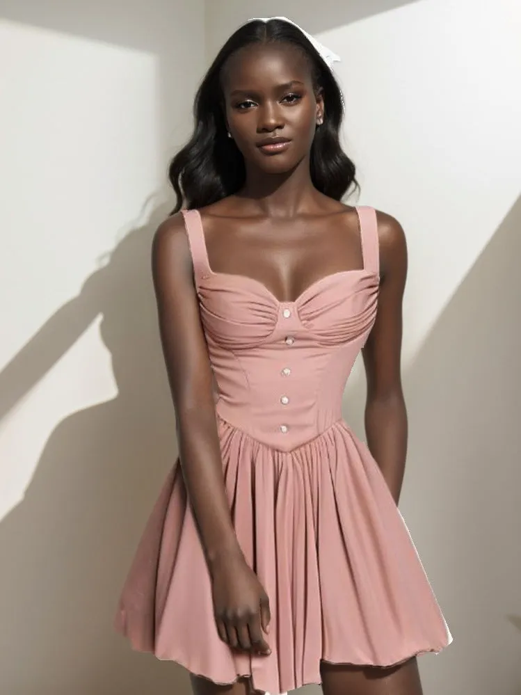 Znbbw And Spicy Girls First Love Chest Halter Skirt French Small Man With High Waist And Thin Fluffy Dress Summer - Image 7