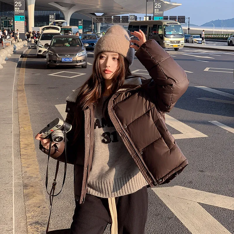 Short Small Add Thick Cotton Clothing Female 2024 Winter New Versatile Show Thin Stand Collar Bread Coat - Image 3