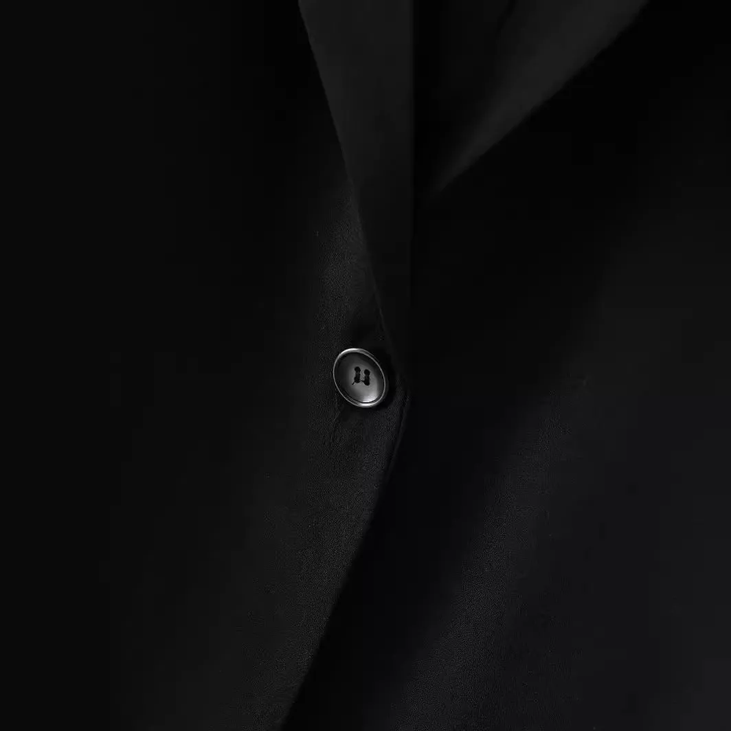 Znbbw 2024 New Vintage Suit Collar Black One Button Cardigan Pure Korean Temperament Commuter Vest - Image 3