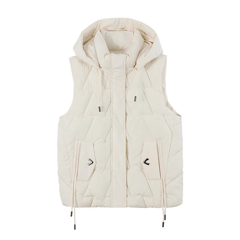 Cotton Vest Female Autumn Winter 2024 New Korean Version Vest Stand Collar Short Horse Clip All-Padded Clothes Vest Coat