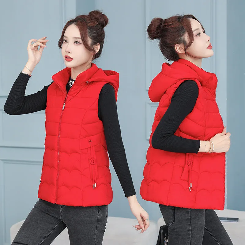 2024 Autumn Winter Down Cotton Vest Short Korean Version Slim Slim Vest Vest Outside The Vest - Image 4