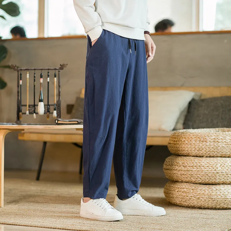 Style Men's Pants 2024 New Summer Linen Pants Loose Trend Cotton Linen Small Feet Harun Casual Pants - Image 7