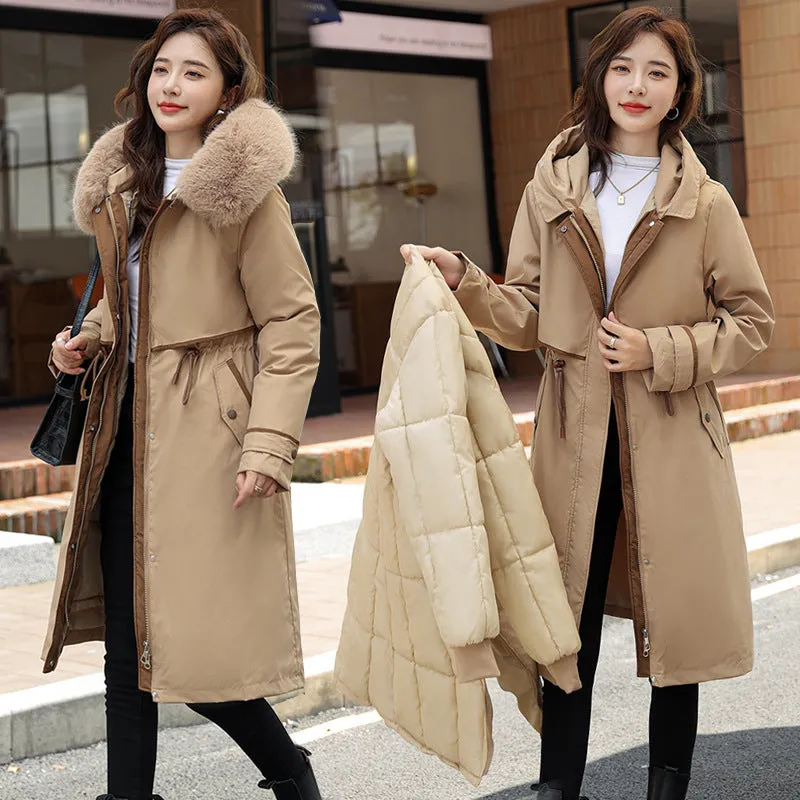 Dress Three Wear Detachable Pie To Overcome The New Down Cotton Clothes Waist Show Thin And Thick Cotton Coat - Image 3
