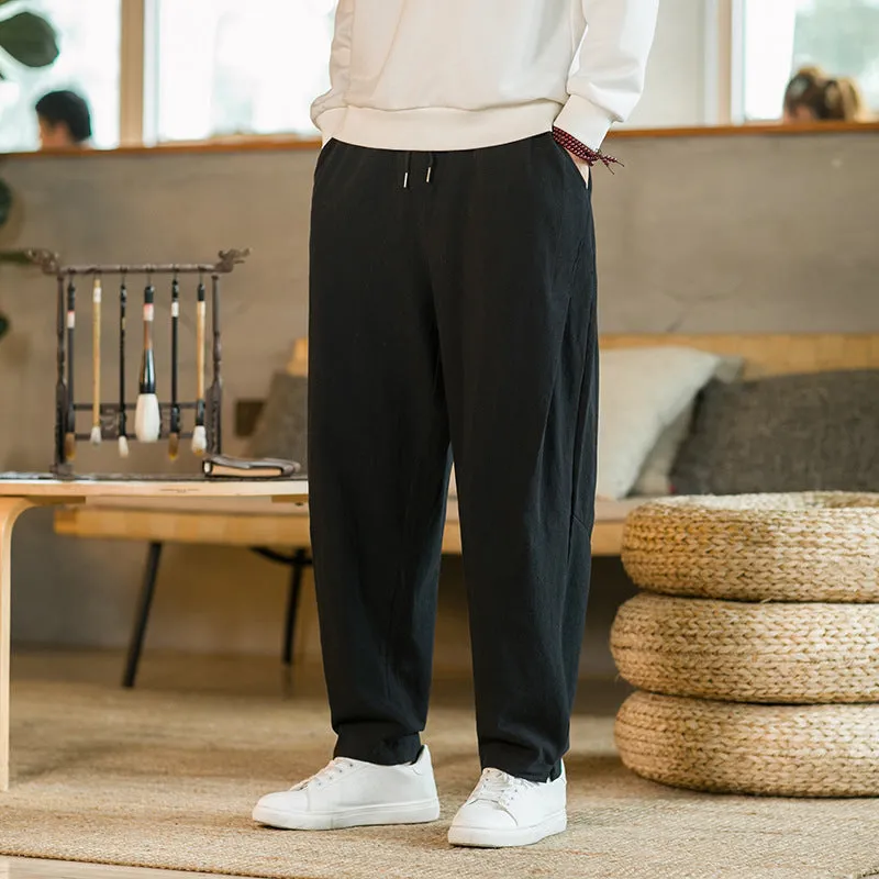 Style Men's Pants 2024 New Summer Linen Pants Loose Trend Cotton Linen Small Feet Harun Casual Pants - Image 6