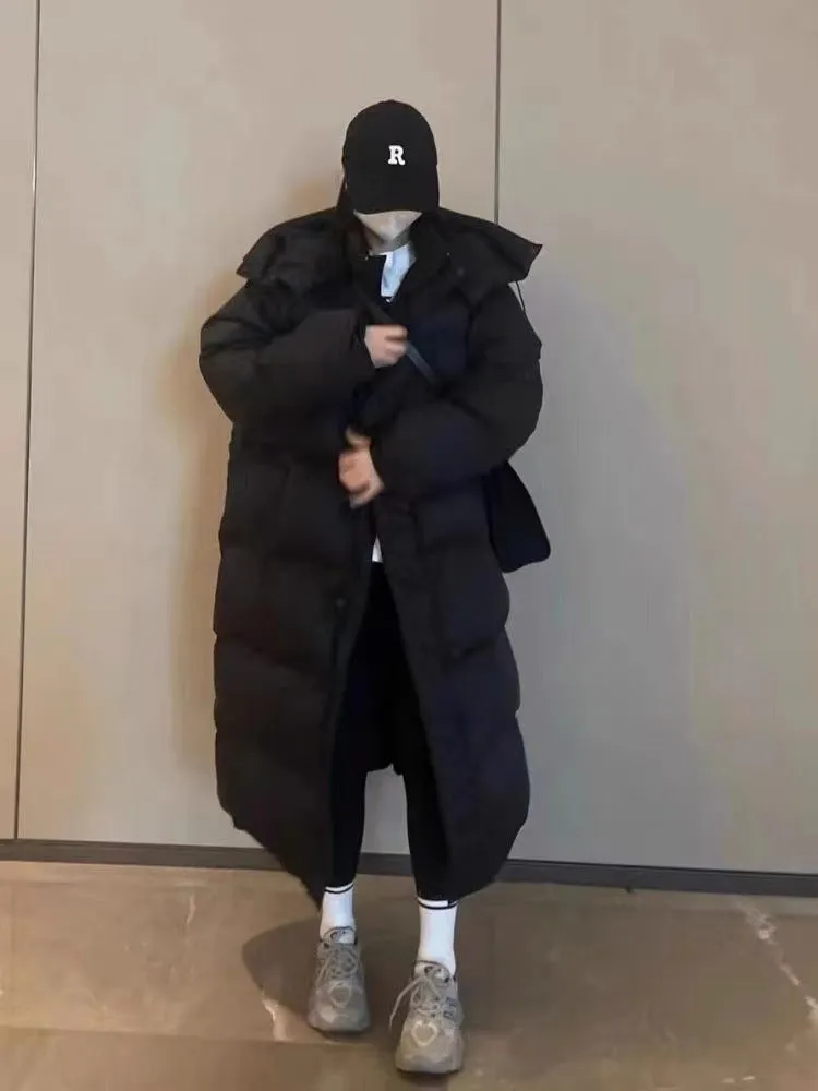 Winter New Korean Version Of The Long Over-Knee Cotton-Padded Coat Female Loose Hooded Large Size Down Cotton-Padded Coat Thick Coat - Image 4