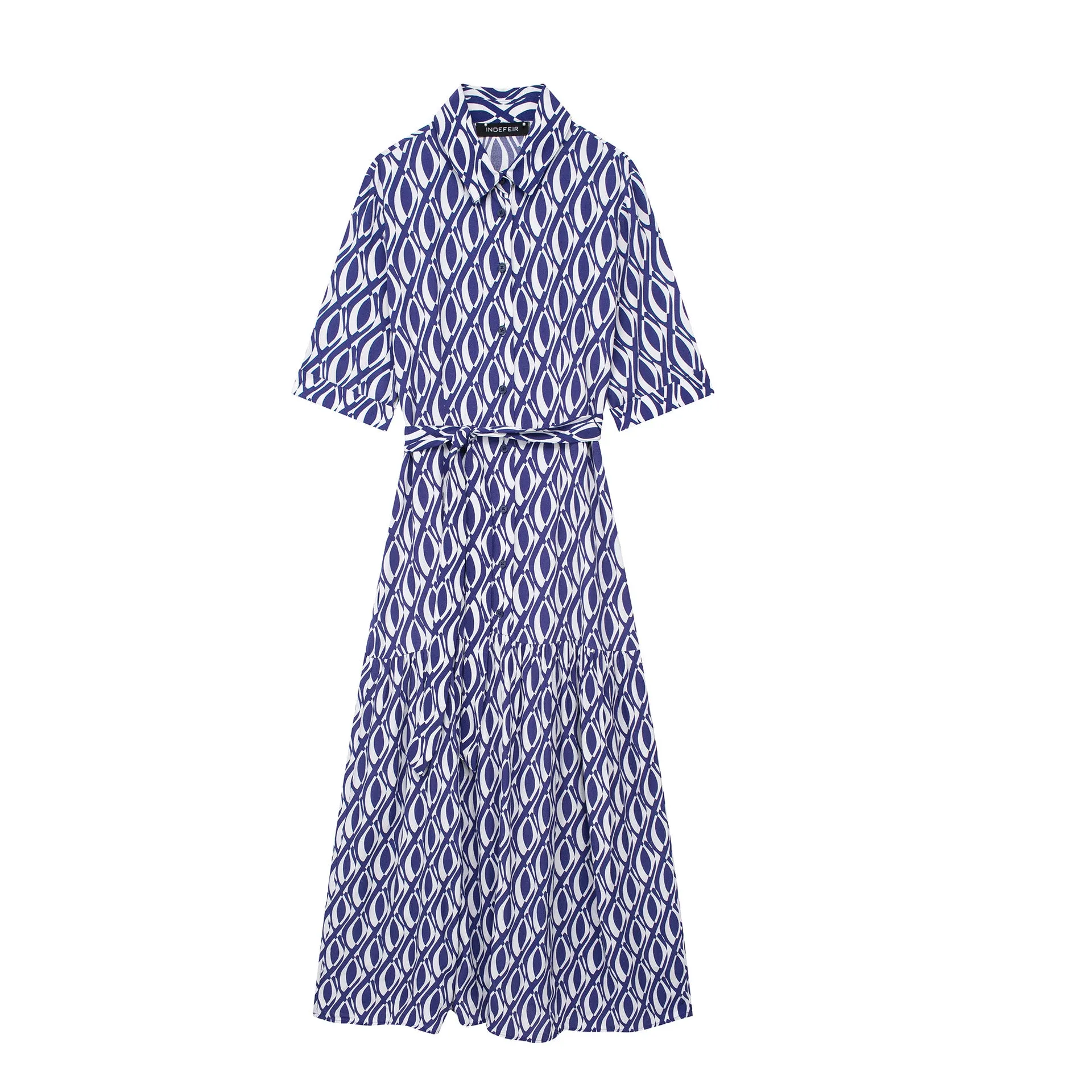 Znbbw Spring Series Printed Belt Dress 5216042