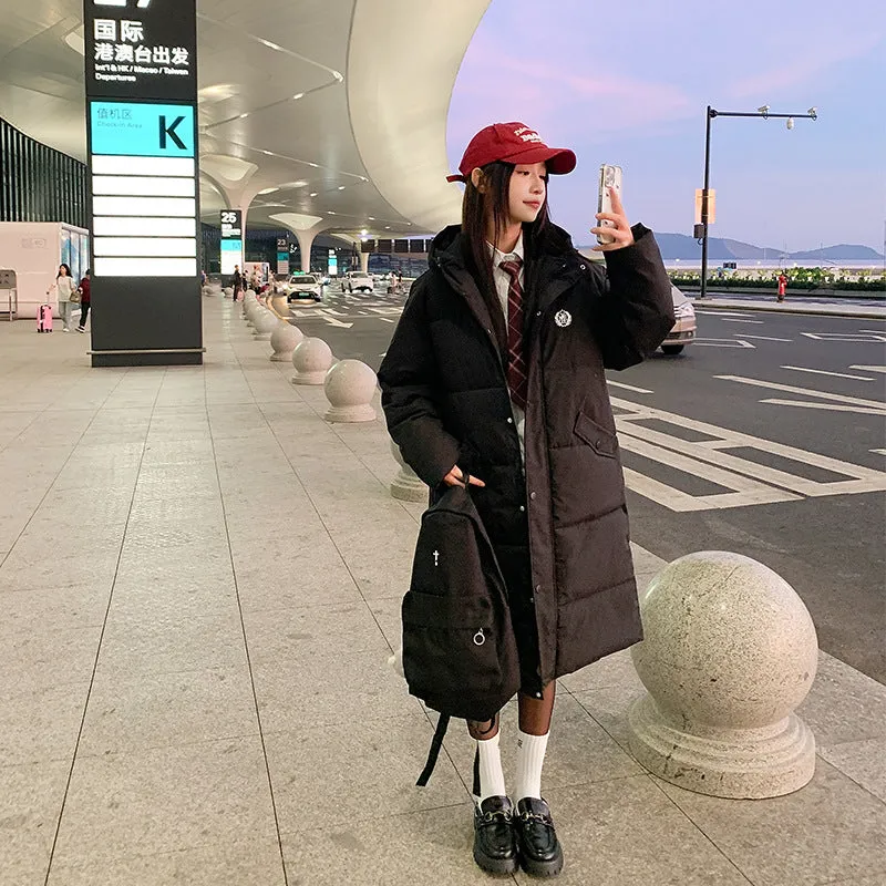 Year, The Popular College Wind Long Down Cotton Coat 2024 Winter Thick Loose Design Sense Padded Coat Tide - Image 4