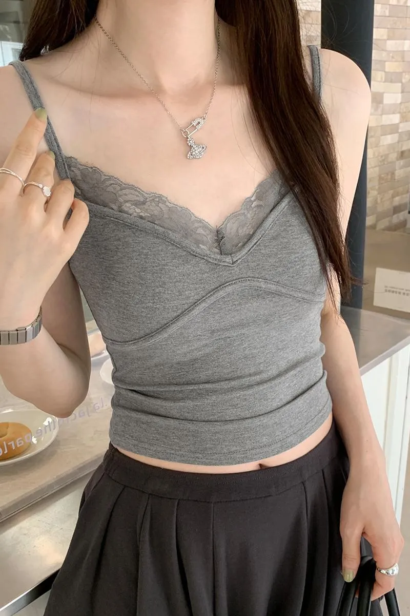 Sexy Spice Girls White Lace Ribbon Vest Women's Spring And Summer New Style Design Slimming With Short-Style Tops - Image 9