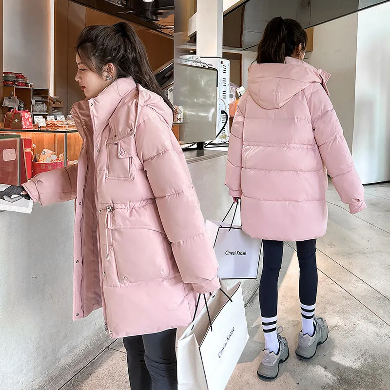 Cotton Clothing Women's Long Style 2024 Winter New Loose Large Size Small Thick Cotton-Padded Jacket Cotton Coat - Image 5