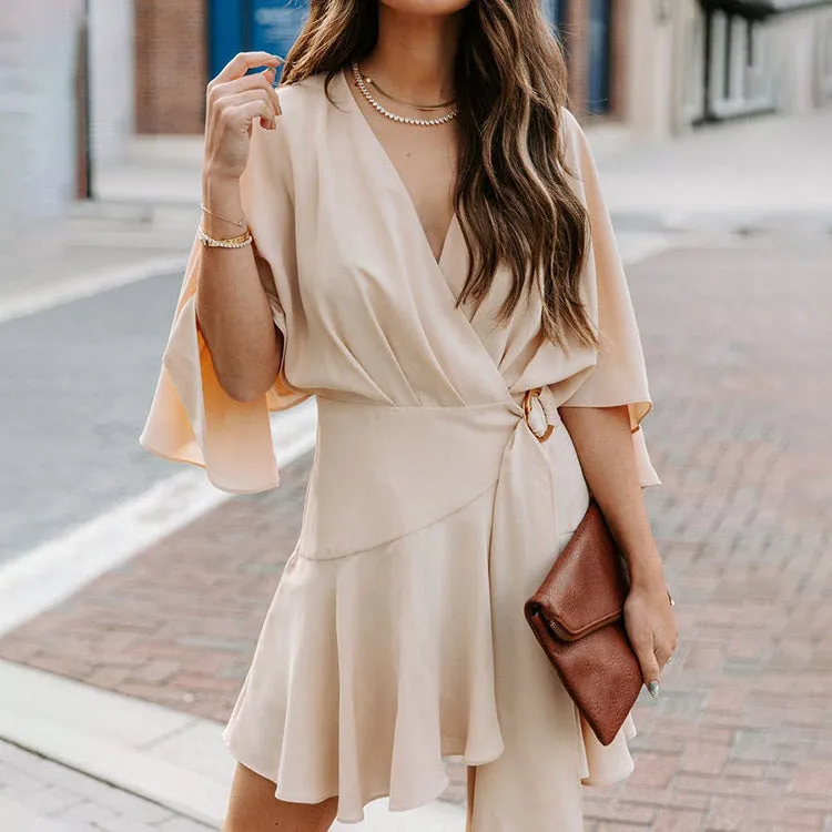 Znbbw Hot Summer Women's Wear Ins Fashion V-Collar Lotus Leaf Edge Wrapped Jumpsuit