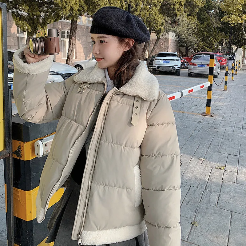 Lamb Wool Cotton Coat Female Winter Gentle Wind Milk Shout Shout Add Thick Warm Collar Bread Clothes Down Cotton Coat - Image 6
