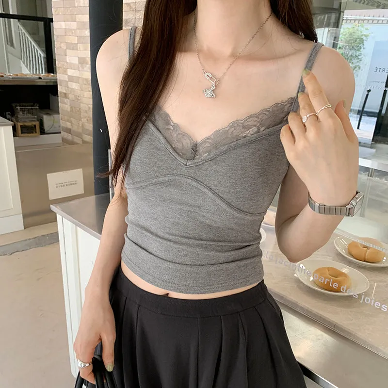 Sexy Spice Girls White Lace Ribbon Vest Women's Spring And Summer New Style Design Slimming With Short-Style Tops - Image 8