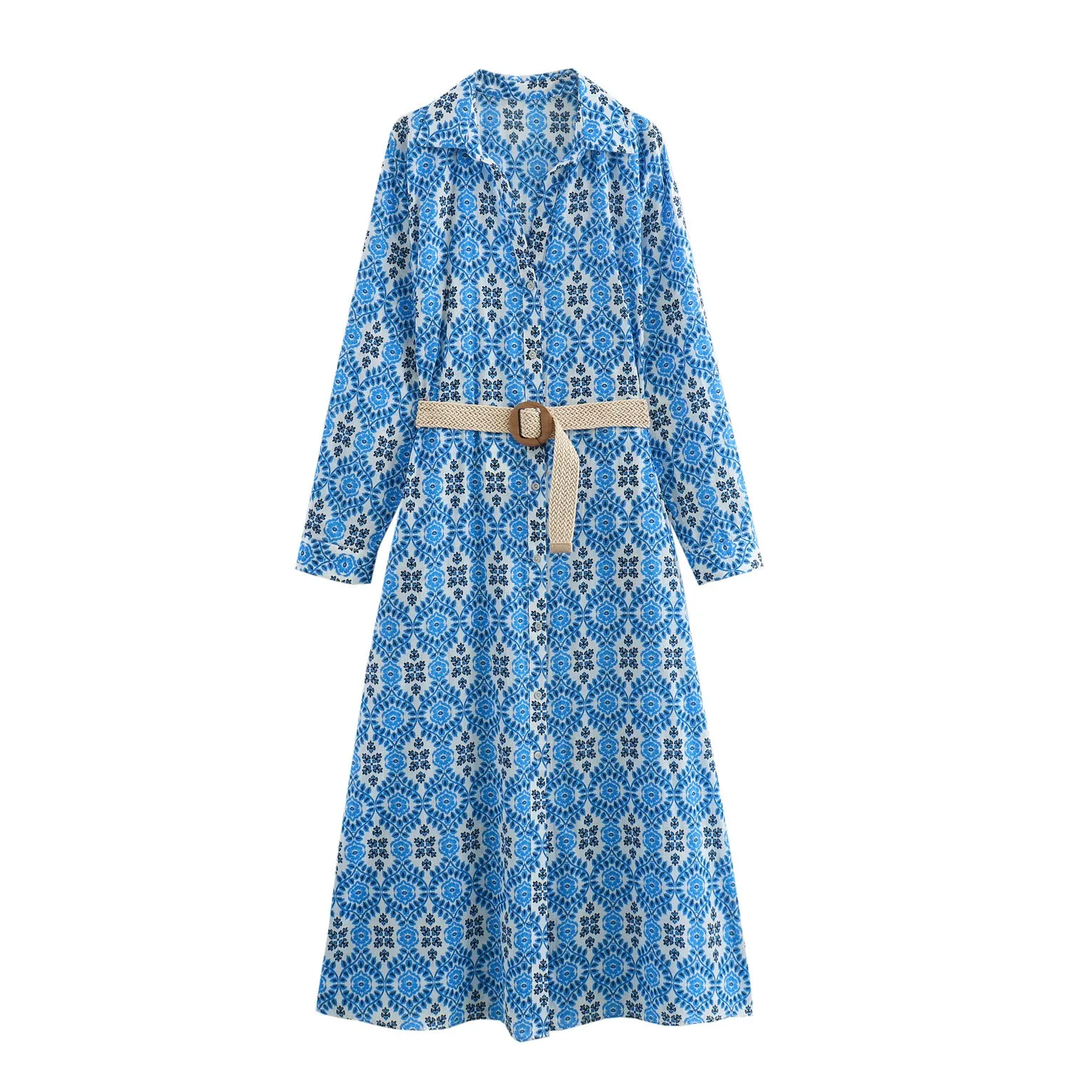 Znbbw New Belt Printed Long Dress 9878142