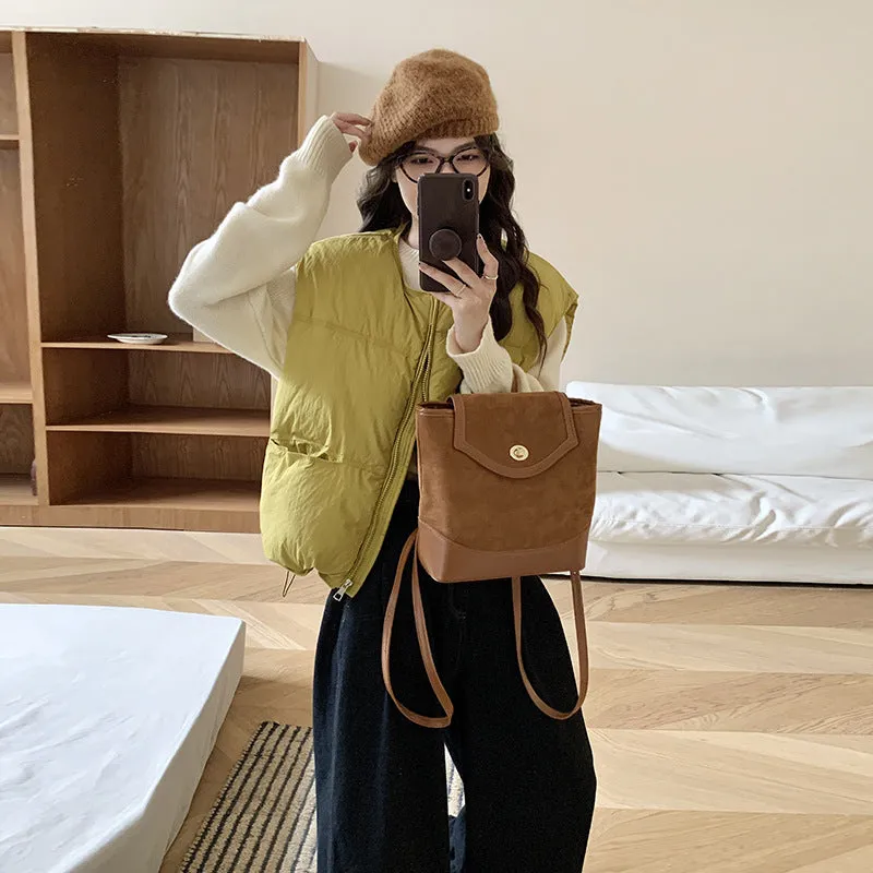 Korea Autumn And Winter New Pumpkin High Fluffy Cotton-Padded Jacket Vest Female Leisure Loose Small Bread Clothes Sleeveless Horse Clip - Image 3