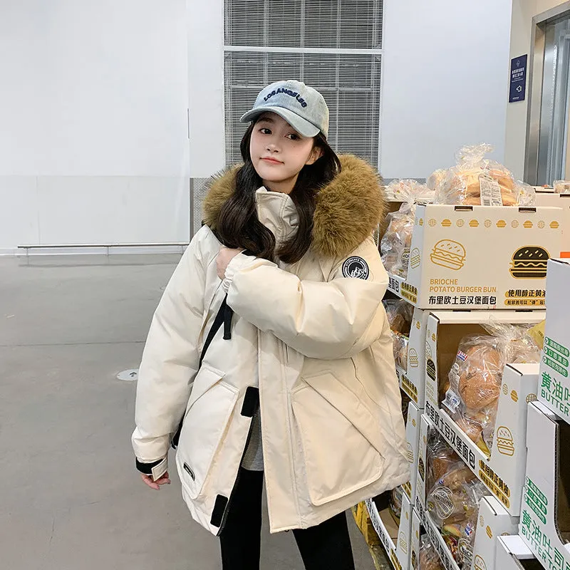 New Tooling Down Padded Coat Women's School To Overcome Short Small Big Wool Collar Loose And Thick Padded Coat - Image 4