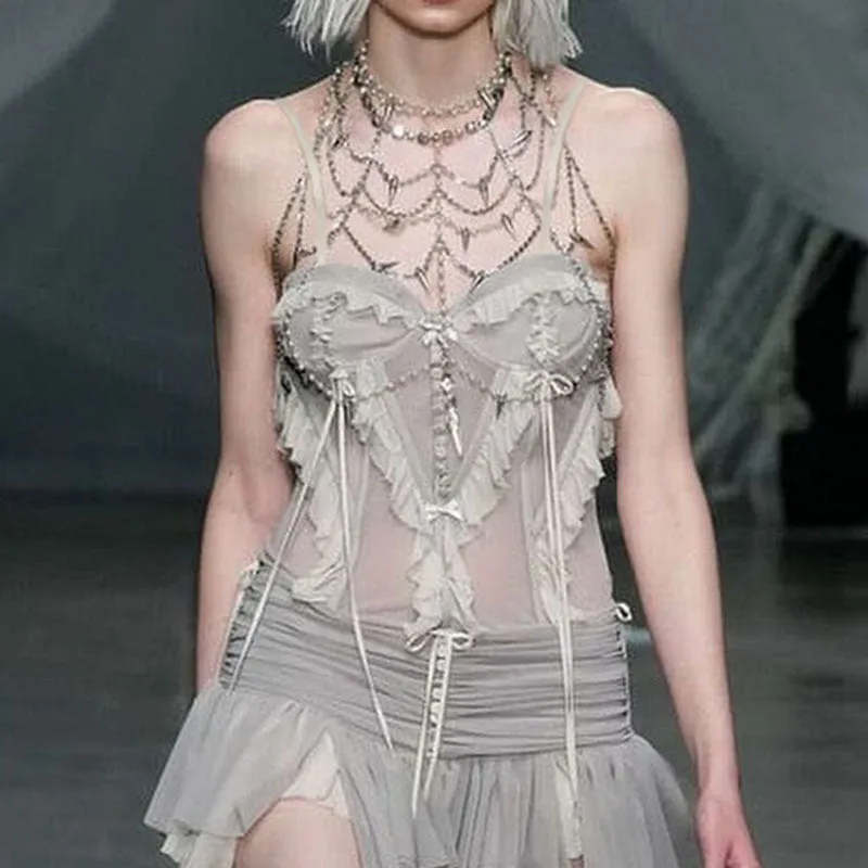 2025 Summer New Fashion Trend Ins Personality Sexy Spice Girl Split Blouse - Image 6