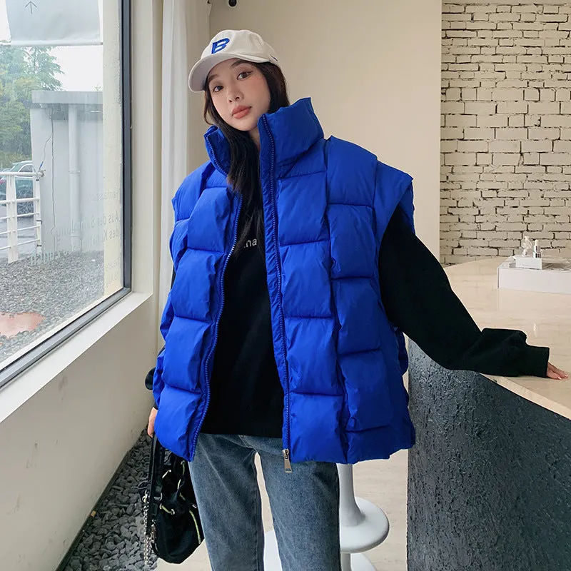 New Oversize Cotton Clothing Women Winter Korean Loose Small Vest Cotton-Padded Jacket Coat Bread Clothing - Image 3