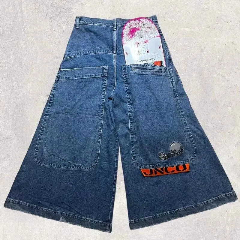 Znbbw Men's Jeans Y2K Bag Vintage JNCO High-Quality Pattern Hip-Hop Street Leisure Men Harajuku Wide Legs - Image 17