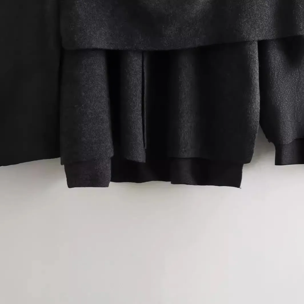 Znbbw Autumn Style With Asymmetrical Scarf And Short Loose Knitted Coat Coat - Image 4