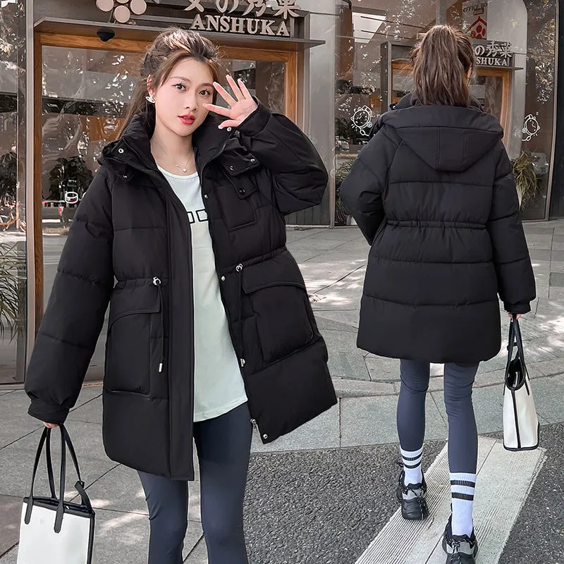 Cotton Clothing Women's Long Style 2024 Winter New Loose Large Size Small Thick Cotton-Padded Jacket Cotton Coat - Image 2
