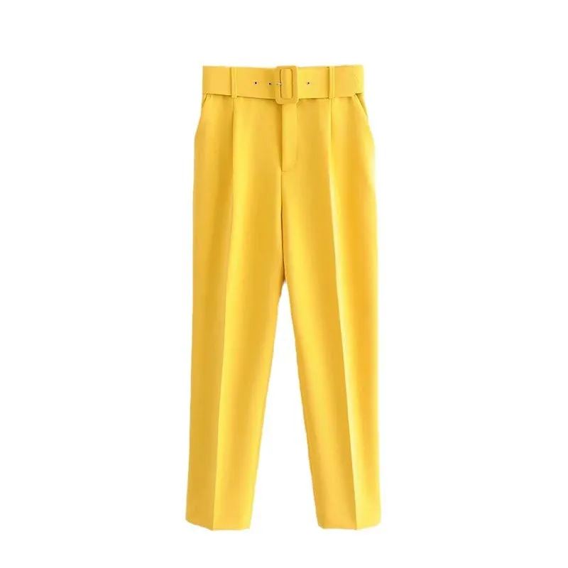 Znbbw 2024 New Pleated Multi-Color Harlan Pants Leisure Solid-Color Women's Pants Belt - Image 23
