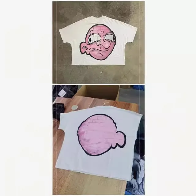 Znbbw Street Cartoon Long Printed Short-Sleeved Y2K Summer Casual Loose Couple Shirt - Image 14